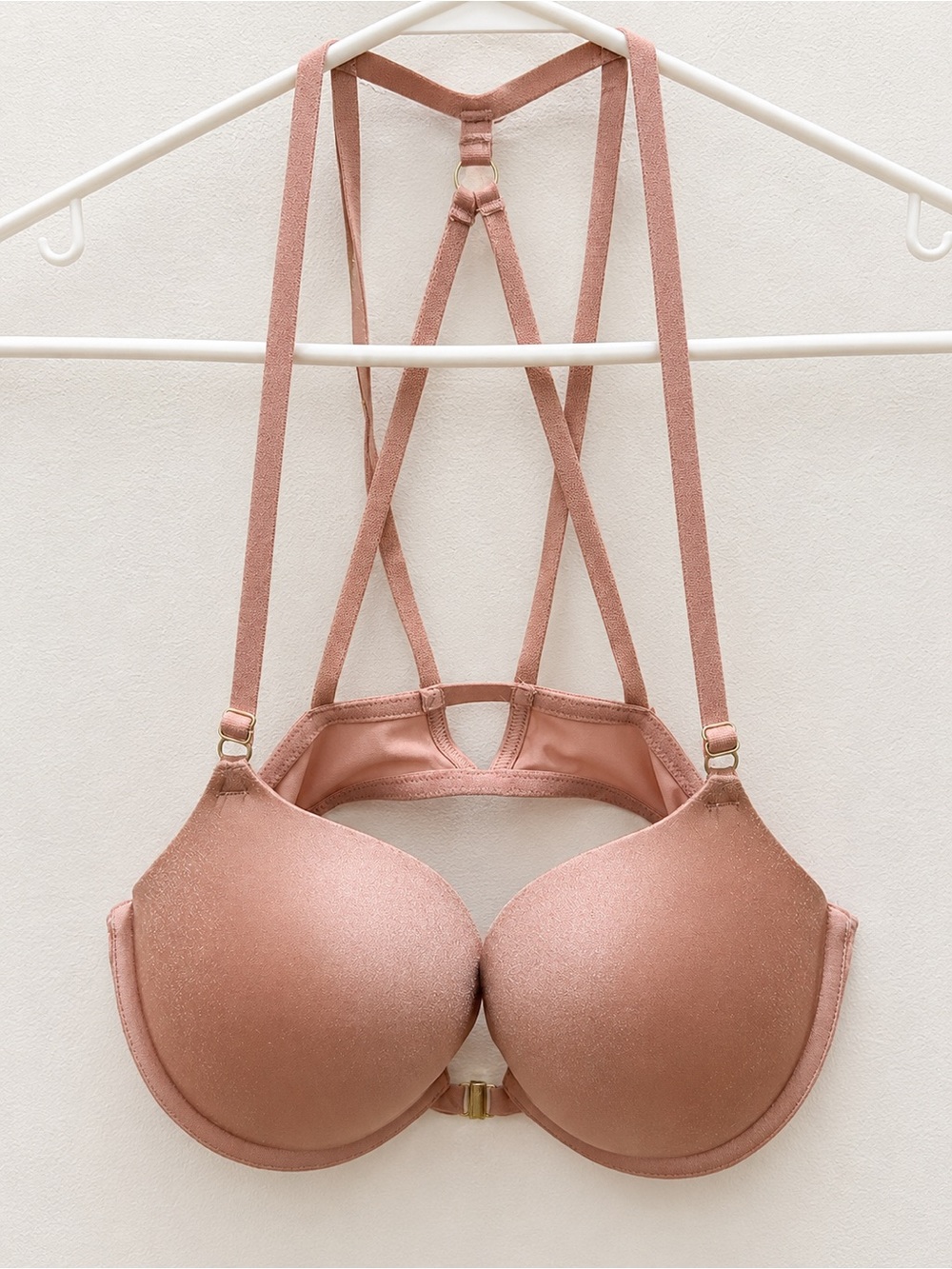 La SENZA Rose Gold Shimmer Strappy Front-Close Push-Up Bra